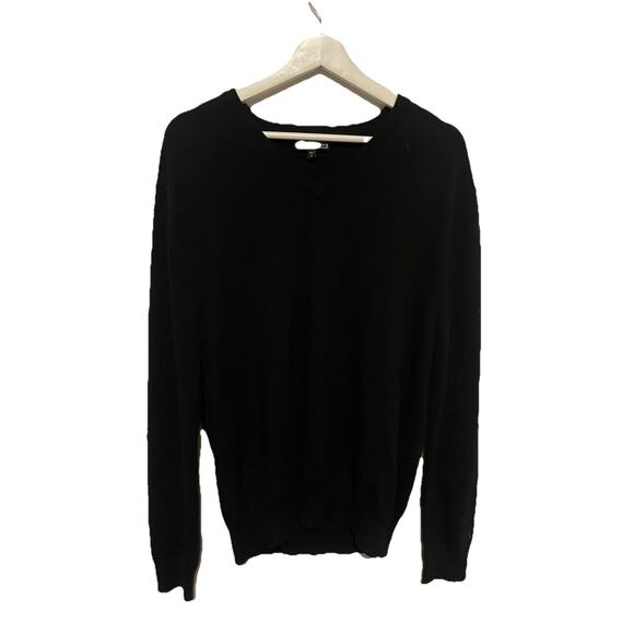 Express Men's Sweater Size XL V-neck Long Sleeve Modern Fit Fine Merino Wool Blk - Picture 1 of 4